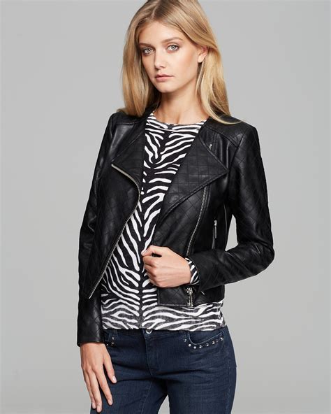 michael kors multi stitch moto leather jacket lowest price|Michael Kors faux leather jacket.